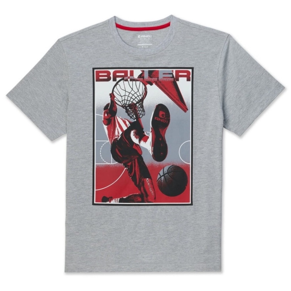 AND1 Men's and Big Men's Active Stenciled Graphic T-Shirt
